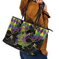 Mardi Gras Alligator Leather Tote Bag Mardigator On Tuesdays We Wear Beads - Wonder Print Shop