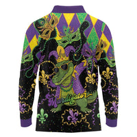 Mardi Gras Alligator Long Sleeve Polo Shirt Mardigator On Tuesdays We Wear Beads - Wonder Print Shop