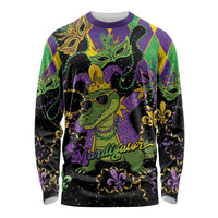 Mardi Gras Alligator Long Sleeve Shirt Mardigator On Tuesdays We Wear Beads - Wonder Print Shop