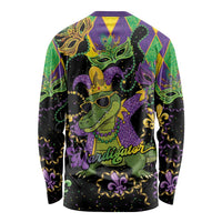 Mardi Gras Alligator Long Sleeve Shirt Mardigator On Tuesdays We Wear Beads - Wonder Print Shop