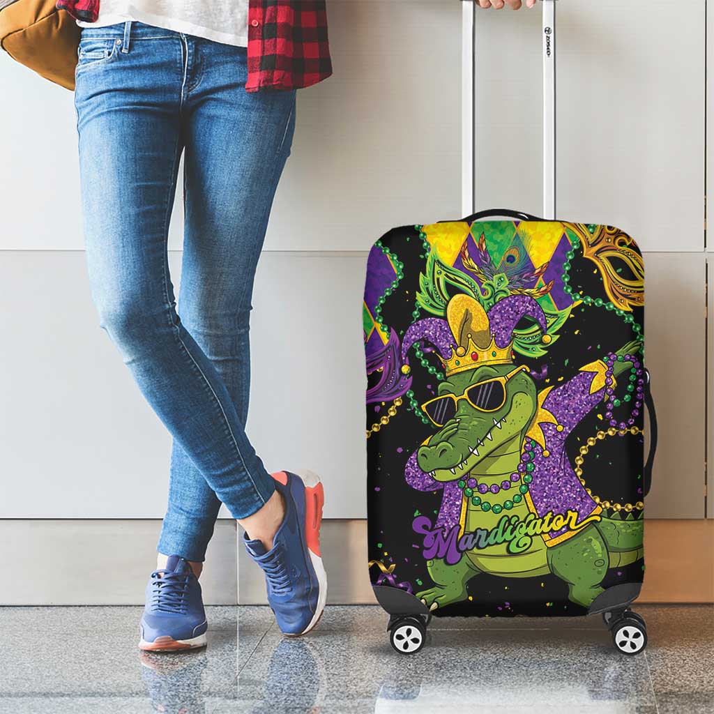Mardi Gras Alligator Luggage Cover Mardigator On Tuesdays We Wear Beads - Wonder Print Shop