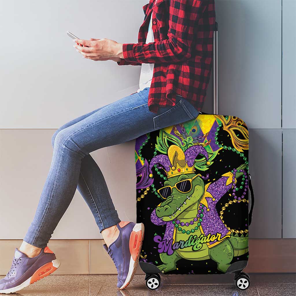 Mardi Gras Alligator Luggage Cover Mardigator On Tuesdays We Wear Beads - Wonder Print Shop