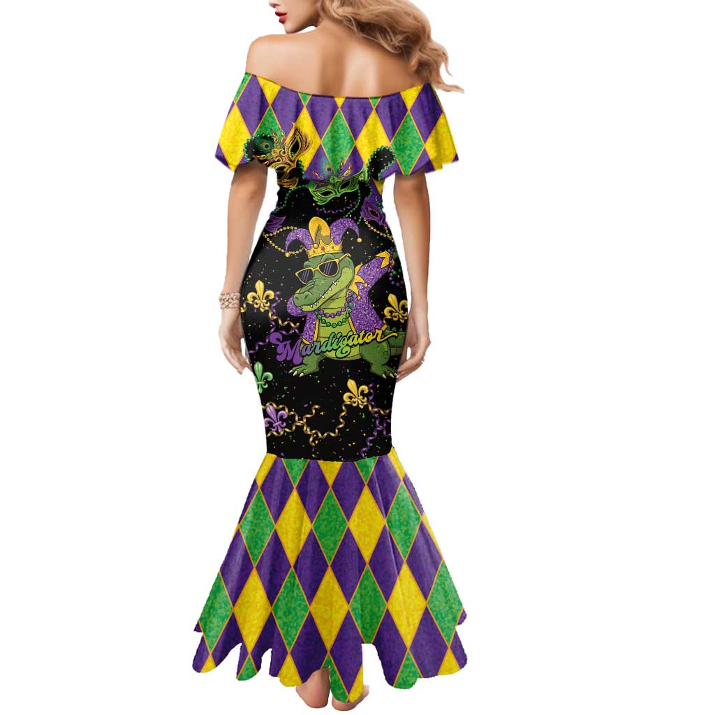 Mardi Gras Alligator Mermaid Dress Mardigator On Tuesdays We Wear Beads - Wonder Print Shop