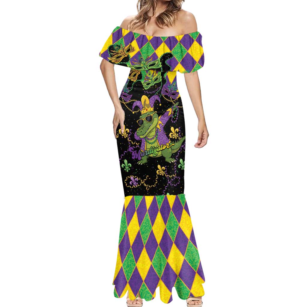 Mardi Gras Alligator Mermaid Dress Mardigator On Tuesdays We Wear Beads - Wonder Print Shop