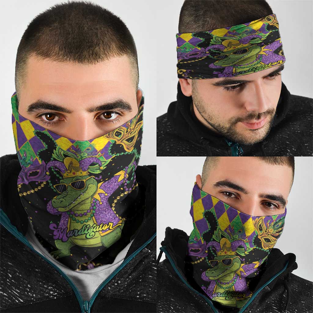 Mardi Gras Alligator Neck Gaiter Mardigator On Tuesdays We Wear Beads - Wonder Print Shop
