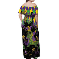 Mardi Gras Alligator Off Shoulder Maxi Dress Mardigator On Tuesdays We Wear Beads - Wonder Print Shop