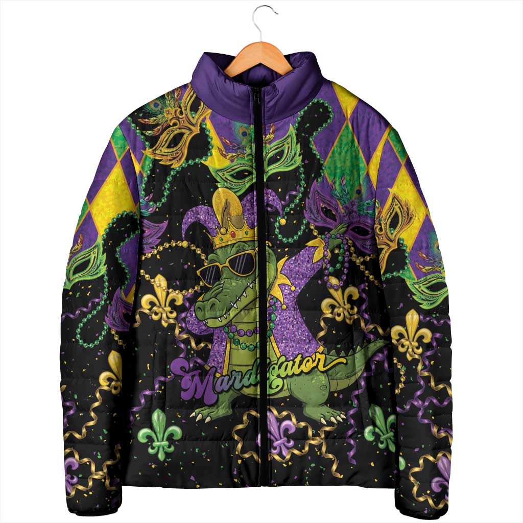 Mardi Gras Alligator Padded Jacket Mardigator On Tuesdays We Wear Beads - Wonder Print Shop