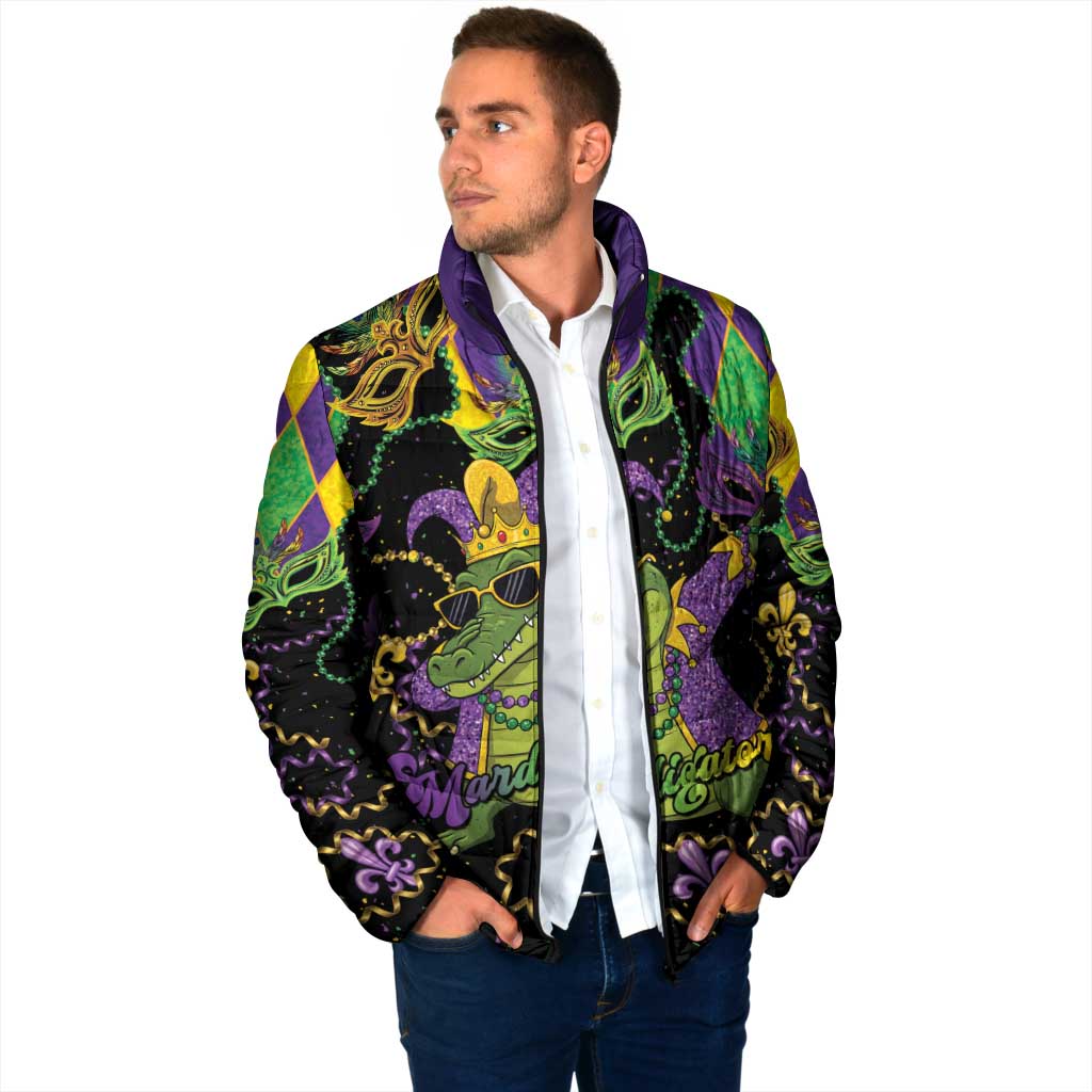 Mardi Gras Alligator Padded Jacket Mardigator On Tuesdays We Wear Beads - Wonder Print Shop