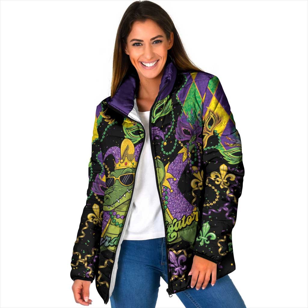 Mardi Gras Alligator Padded Jacket Mardigator On Tuesdays We Wear Beads - Wonder Print Shop