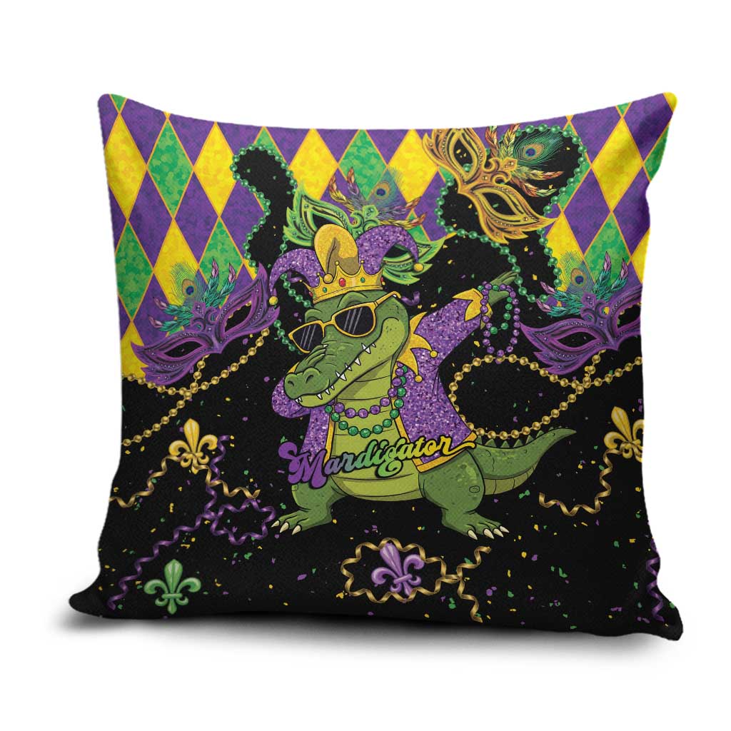Mardi Gras Alligator Pillow Cover Mardigator On Tuesdays We Wear Beads - Wonder Print Shop