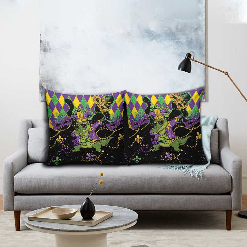 Mardi Gras Alligator Pillow Cover Mardigator On Tuesdays We Wear Beads - Wonder Print Shop