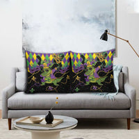 Mardi Gras Alligator Pillow Cover Mardigator On Tuesdays We Wear Beads - Wonder Print Shop