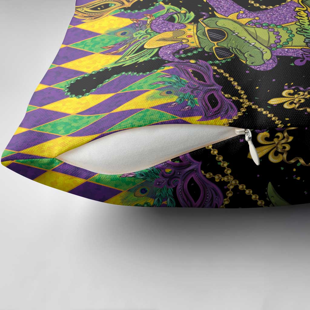 Mardi Gras Alligator Pillow Cover Mardigator On Tuesdays We Wear Beads - Wonder Print Shop