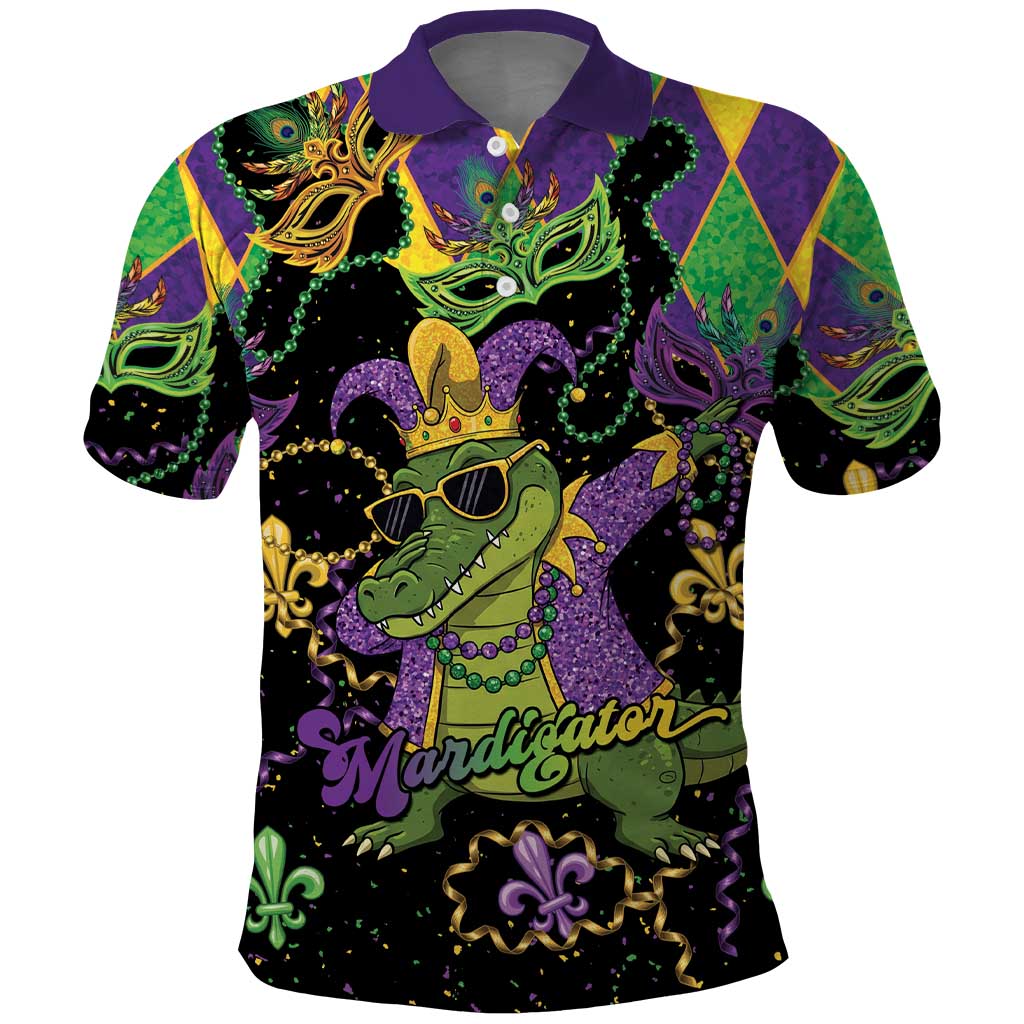 Mardi Gras Alligator Polo Shirt Mardigator On Tuesdays We Wear Beads - Wonder Print Shop