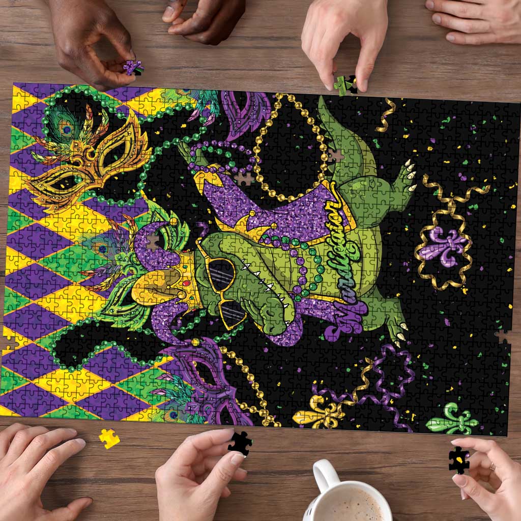 Mardi Gras Alligator Puzzle Mardigator On Tuesdays We Wear Beads - Wonder Print Shop