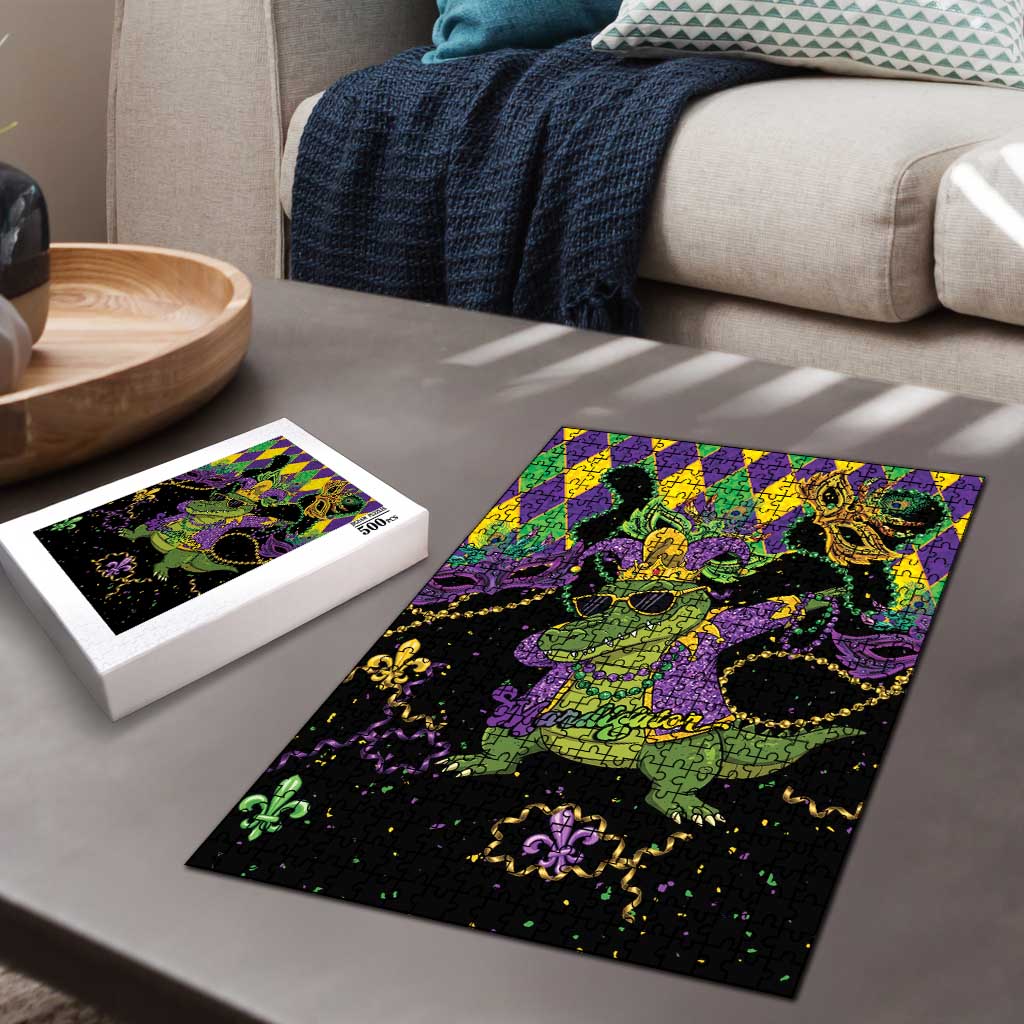 Mardi Gras Alligator Puzzle Mardigator On Tuesdays We Wear Beads - Wonder Print Shop