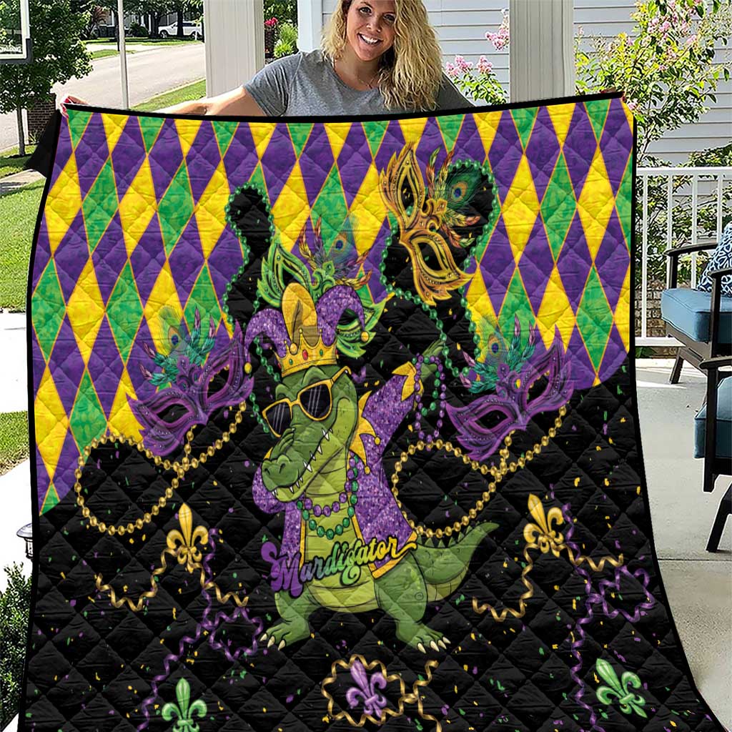 Mardi Gras Alligator Quilt Mardigator On Tuesdays We Wear Beads - Wonder Print Shop