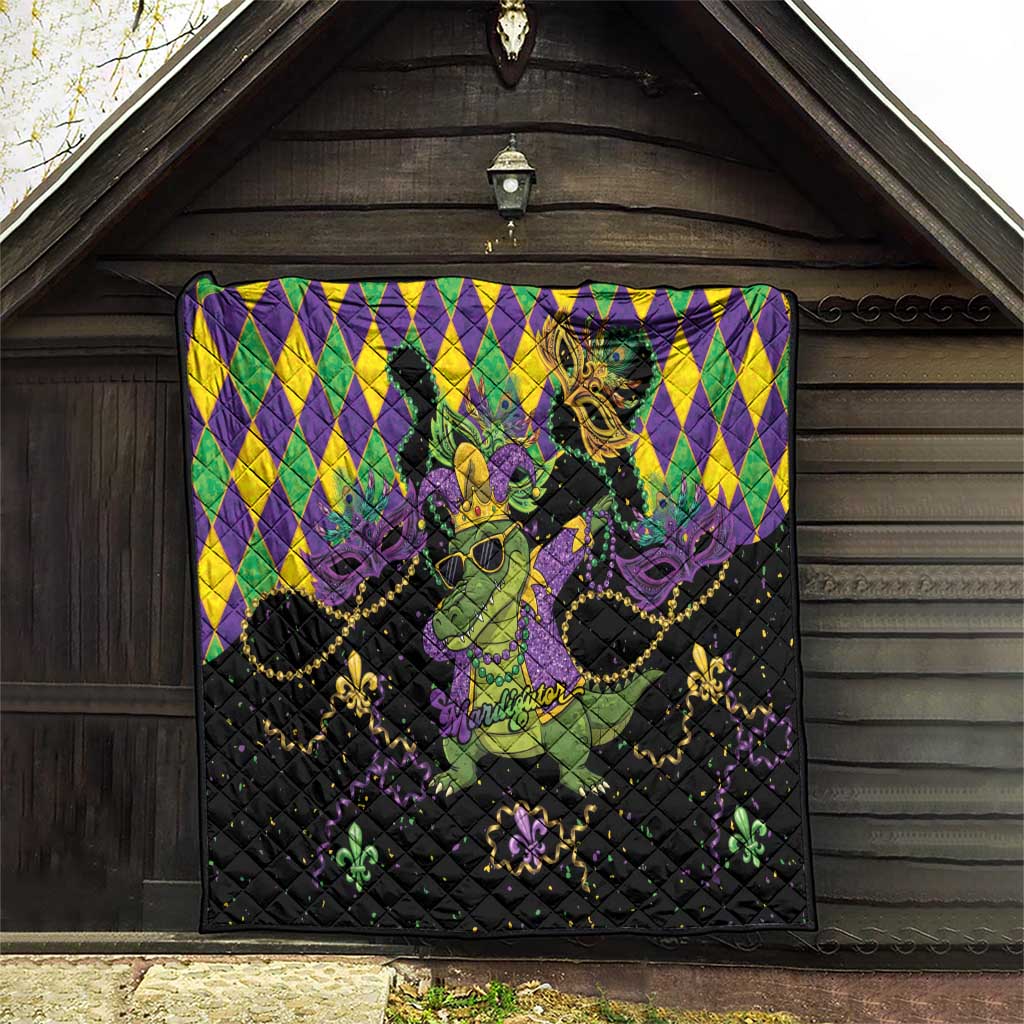 Mardi Gras Alligator Quilt Mardigator On Tuesdays We Wear Beads - Wonder Print Shop