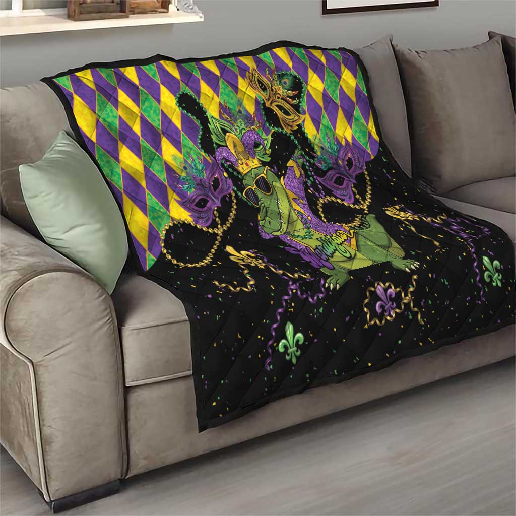 Mardi Gras Alligator Quilt Mardigator On Tuesdays We Wear Beads - Wonder Print Shop