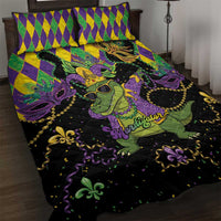 Mardi Gras Alligator Quilt Bed Set Mardigator On Tuesdays We Wear Beads - Wonder Print Shop