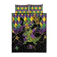 Mardi Gras Alligator Quilt Bed Set Mardigator On Tuesdays We Wear Beads - Wonder Print Shop