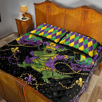 Mardi Gras Alligator Quilt Bed Set Mardigator On Tuesdays We Wear Beads - Wonder Print Shop