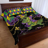 Mardi Gras Alligator Quilt Bed Set Mardigator On Tuesdays We Wear Beads - Wonder Print Shop