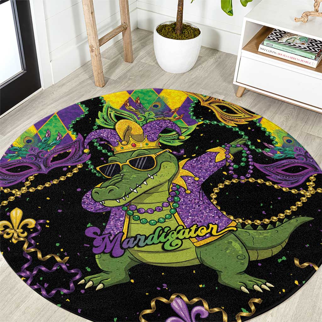 Mardi Gras Alligator Round Carpet Mardigator On Tuesdays We Wear Beads - Wonder Print Shop