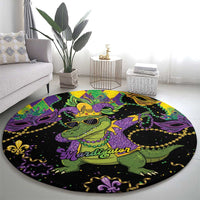 Mardi Gras Alligator Round Carpet Mardigator On Tuesdays We Wear Beads - Wonder Print Shop