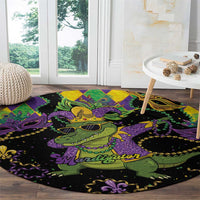 Mardi Gras Alligator Round Carpet Mardigator On Tuesdays We Wear Beads - Wonder Print Shop