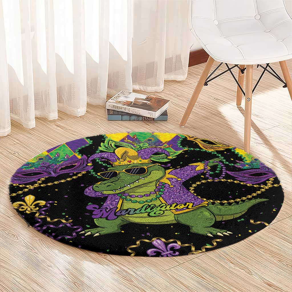 Mardi Gras Alligator Round Carpet Mardigator On Tuesdays We Wear Beads - Wonder Print Shop