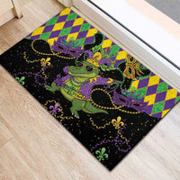 Mardi Gras Alligator Rubber Doormat Mardigator On Tuesdays We Wear Beads - Wonder Print Shop