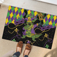 Mardi Gras Alligator Rubber Doormat Mardigator On Tuesdays We Wear Beads - Wonder Print Shop
