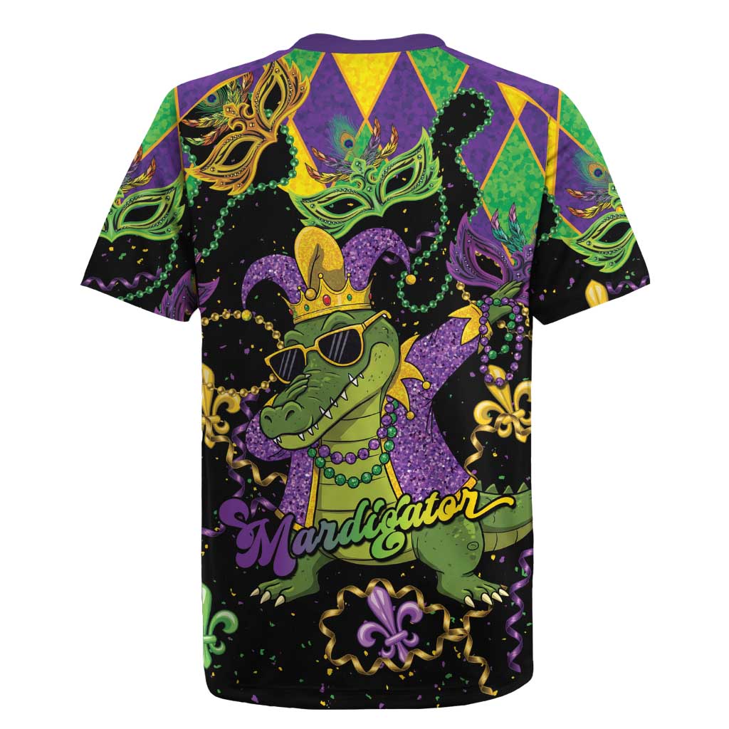 Mardi Gras Alligator Rugby Jersey Mardigator On Tuesdays We Wear Beads - Wonder Print Shop