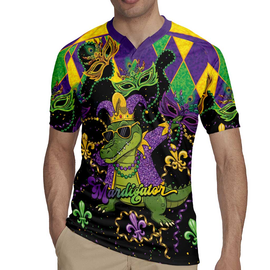 Mardi Gras Alligator Rugby Jersey Mardigator On Tuesdays We Wear Beads - Wonder Print Shop