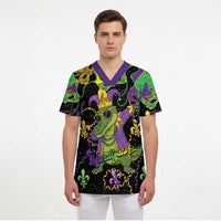 Mardi Gras Alligator Scrub Top Mardigator On Tuesdays We Wear Beads - Wonder Print Shop