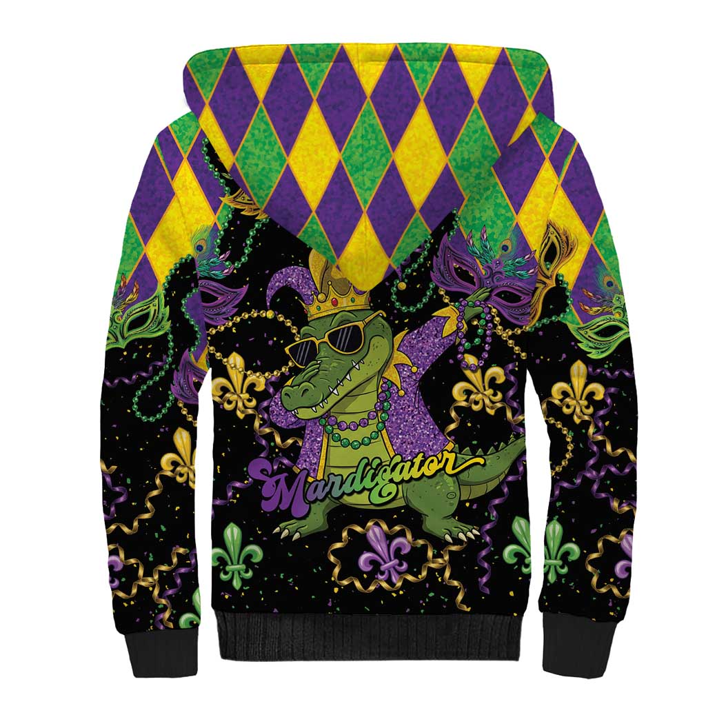 Mardi Gras Alligator Sherpa Hoodie Mardigator On Tuesdays We Wear Beads - Wonder Print Shop
