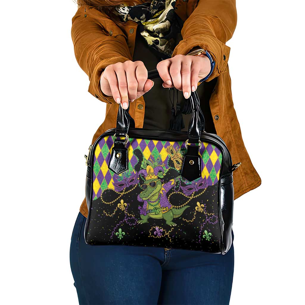 Mardi Gras Alligator Shoulder Handbag Mardigator On Tuesdays We Wear Beads - Wonder Print Shop