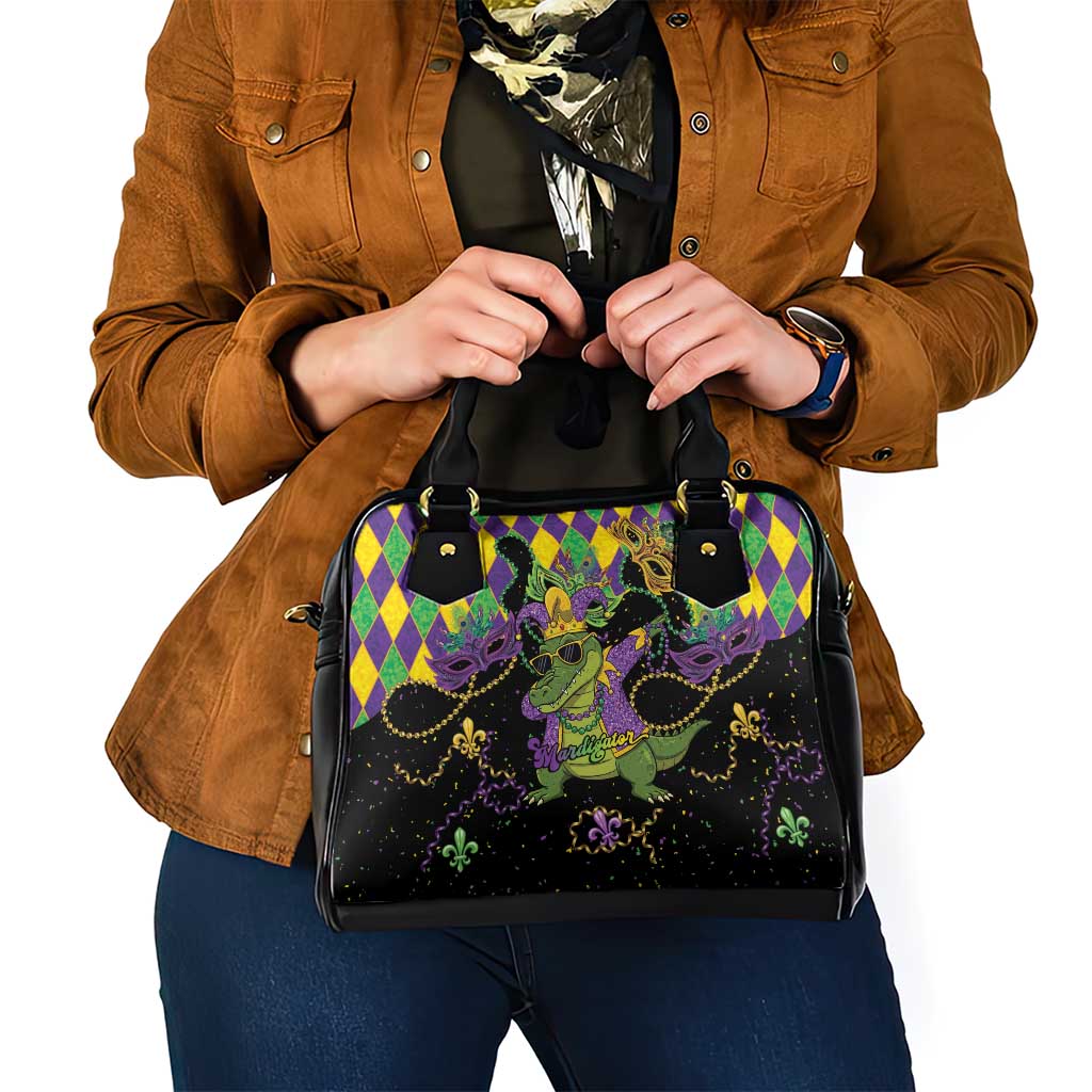 Mardi Gras Alligator Shoulder Handbag Mardigator On Tuesdays We Wear Beads - Wonder Print Shop