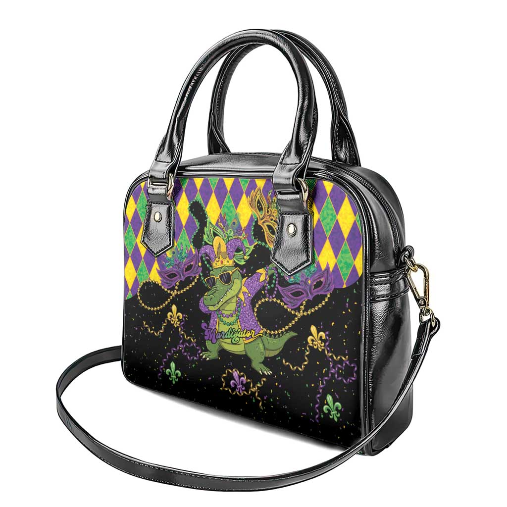Mardi Gras Alligator Shoulder Handbag Mardigator On Tuesdays We Wear Beads - Wonder Print Shop