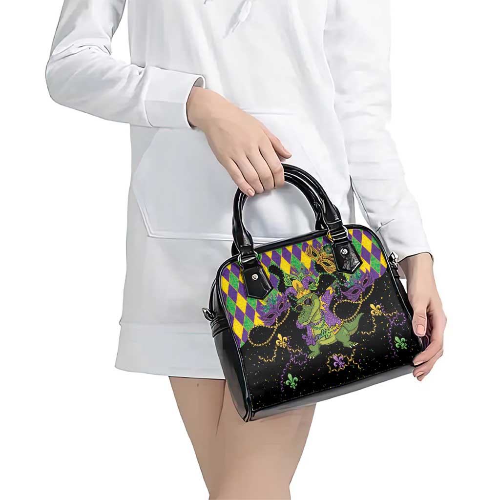 Mardi Gras Alligator Shoulder Handbag Mardigator On Tuesdays We Wear Beads - Wonder Print Shop