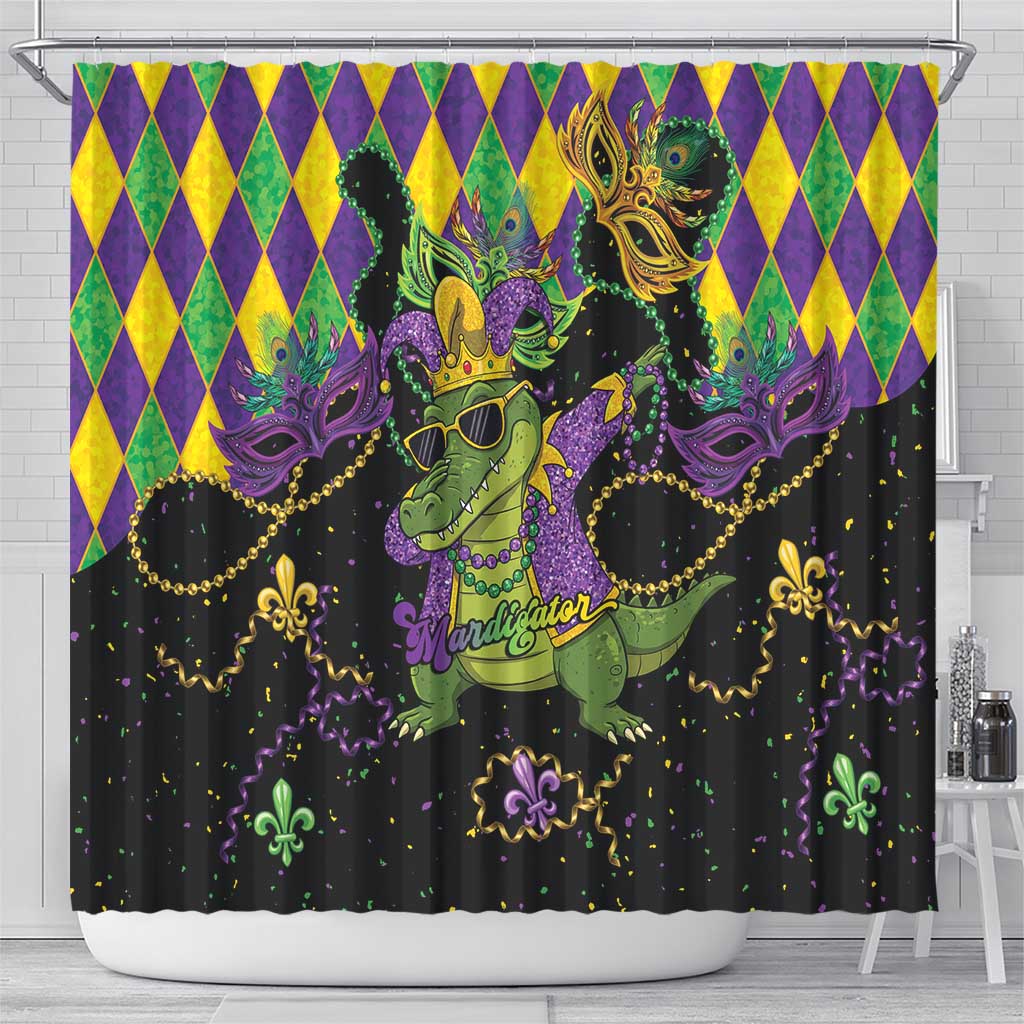 Mardi Gras Alligator Shower Curtain Mardigator On Tuesdays We Wear Beads - Wonder Print Shop