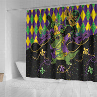 Mardi Gras Alligator Shower Curtain Mardigator On Tuesdays We Wear Beads - Wonder Print Shop