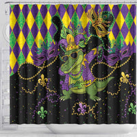 Mardi Gras Alligator Shower Curtain Mardigator On Tuesdays We Wear Beads - Wonder Print Shop