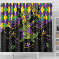 Mardi Gras Alligator Shower Curtain Mardigator On Tuesdays We Wear Beads - Wonder Print Shop