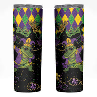 Mardi Gras Alligator Skinny Tumbler Mardigator On Tuesdays We Wear Beads - Wonder Print Shop
