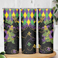 Mardi Gras Alligator Skinny Tumbler Mardigator On Tuesdays We Wear Beads - Wonder Print Shop