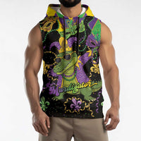Mardi Gras Alligator Sleeveless Hoodie Mardigator On Tuesdays We Wear Beads - Wonder Print Shop