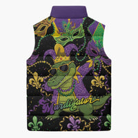 Mardi Gras Alligator Sleeveless Puffer Jacket Mardigator On Tuesdays We Wear Beads - Wonder Print Shop