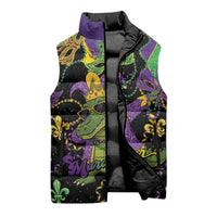 Mardi Gras Alligator Sleeveless Puffer Jacket Mardigator On Tuesdays We Wear Beads - Wonder Print Shop